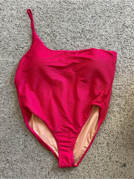 J. Crew Other - NWT J.Crew bright pink Ribbed one-strap one-piece swimsuit size 22